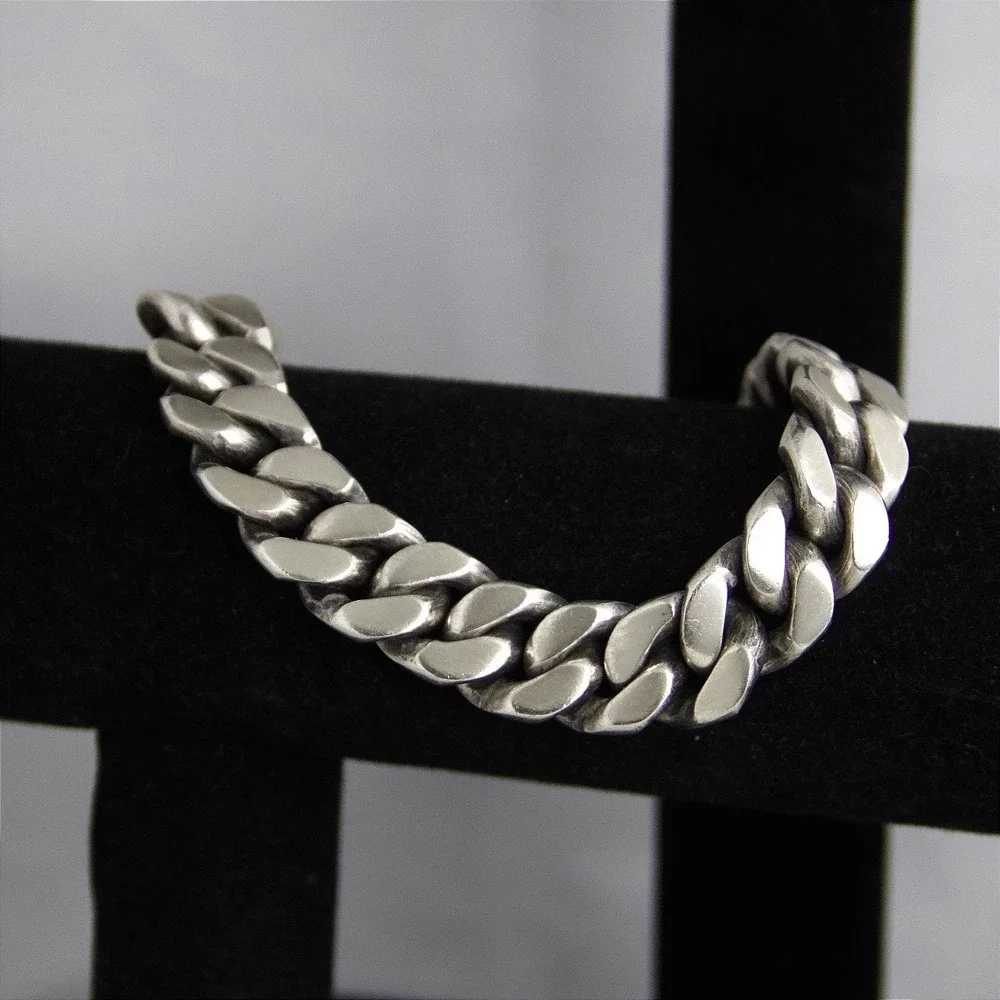 VTG HEAVY Sterling Silver 925 Cuban Link Chain Bracelet 9 Inch 107g 12mm